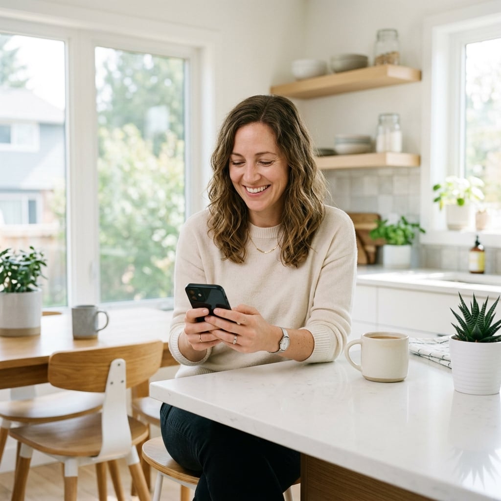 Homeowner comfortably checking their monthly payment options on a smartphone