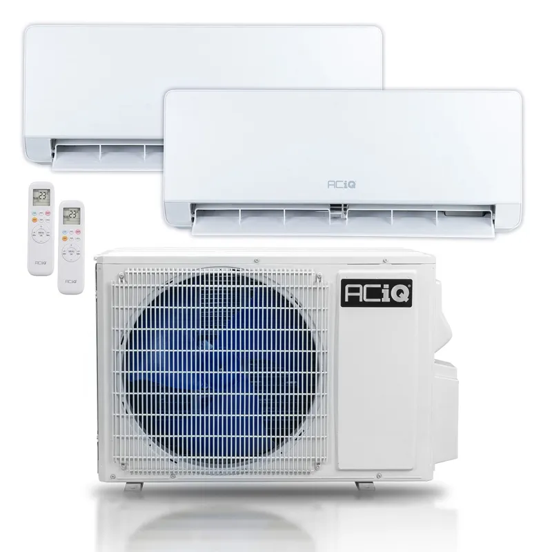 18,000 BTU 22 SEER2 ACiQ Essentials Dual Zone with 9 + 9 Wall Mounted Mini Splits w/ WiFi - R32