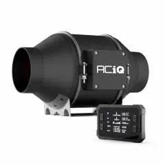 ACiQ 4 Inch Mixed Flow Inline Duct Fan with Temp & Humidity Control - Black