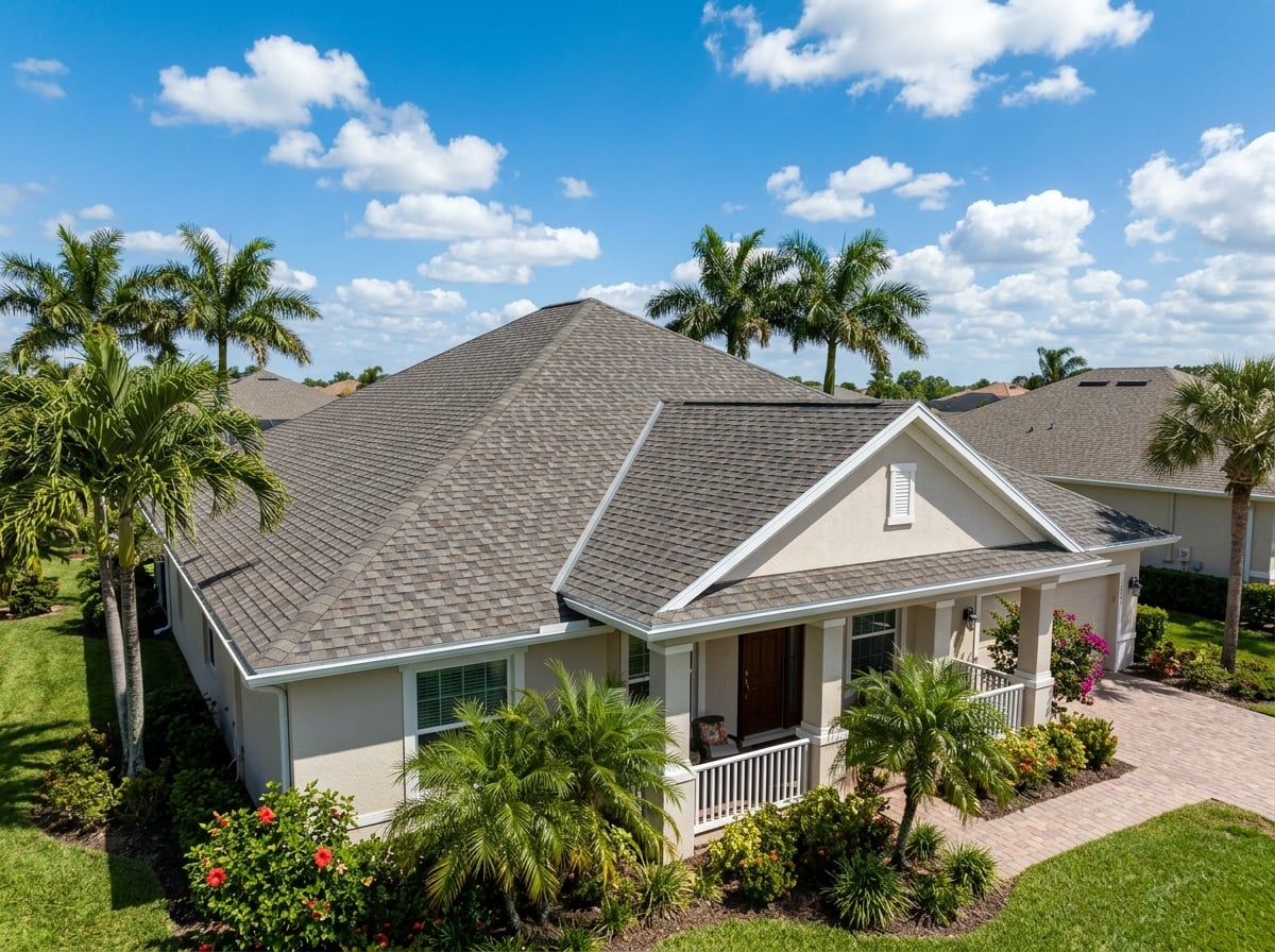 Architectural asphalt shingle roof on a Florida home