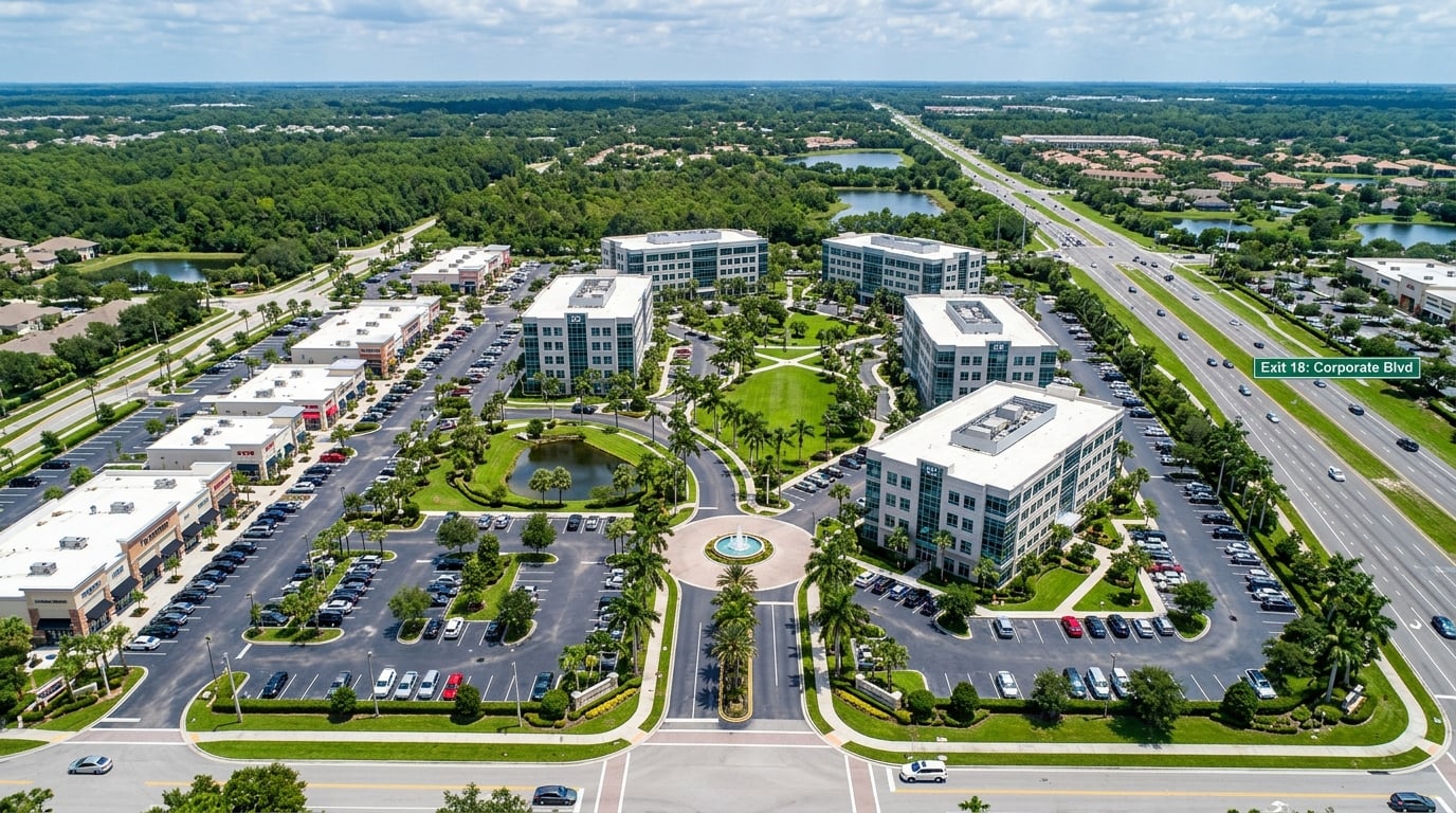 Aerial view of Florida commercial property complex showing comprehensive coverage