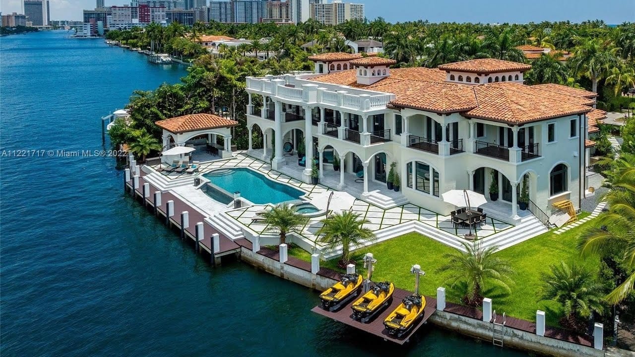 Beautiful Florida luxury home at golden hour