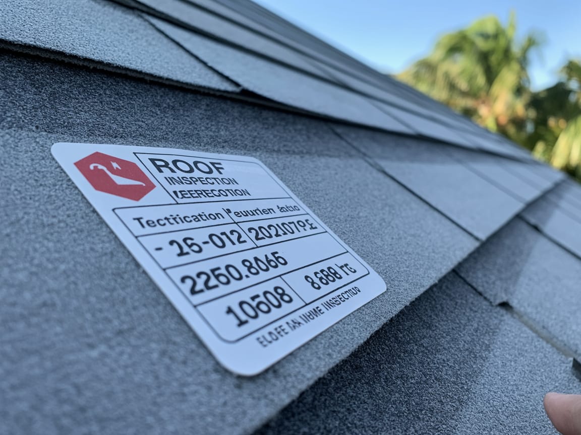 Roof permit certification tag - verified permit and installation date