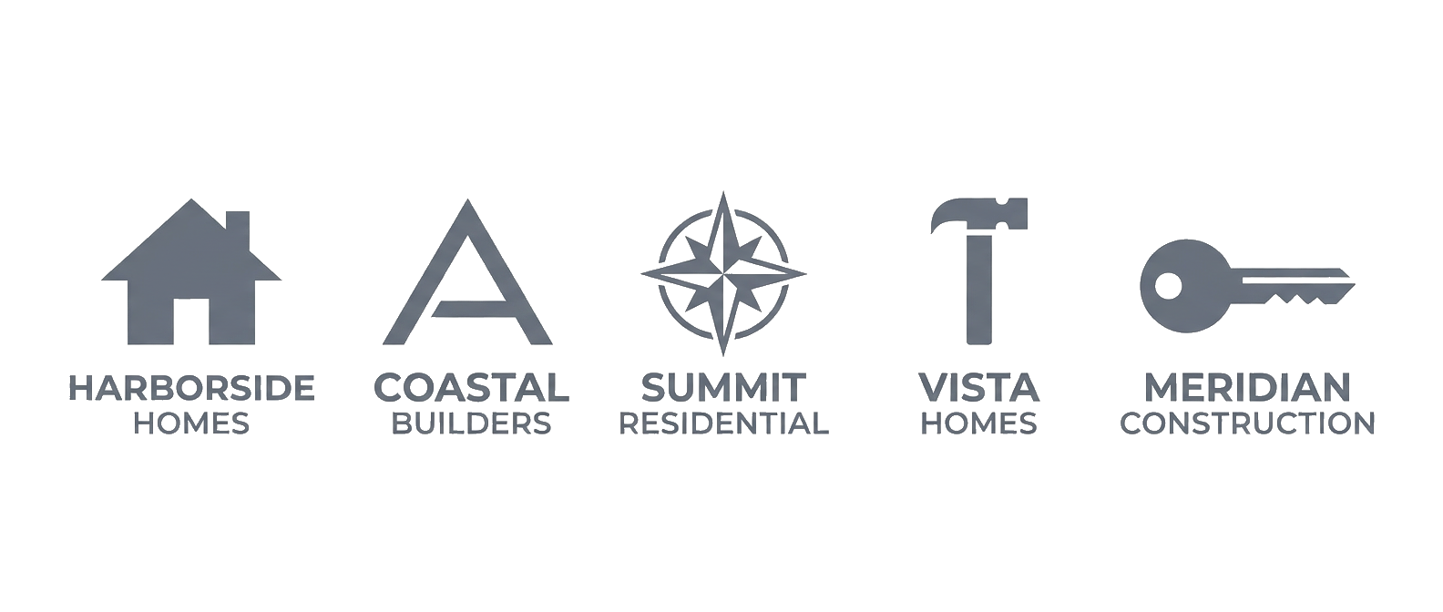 Row of generic builder logos representing the Florida new-construction builders our clients have purchased from